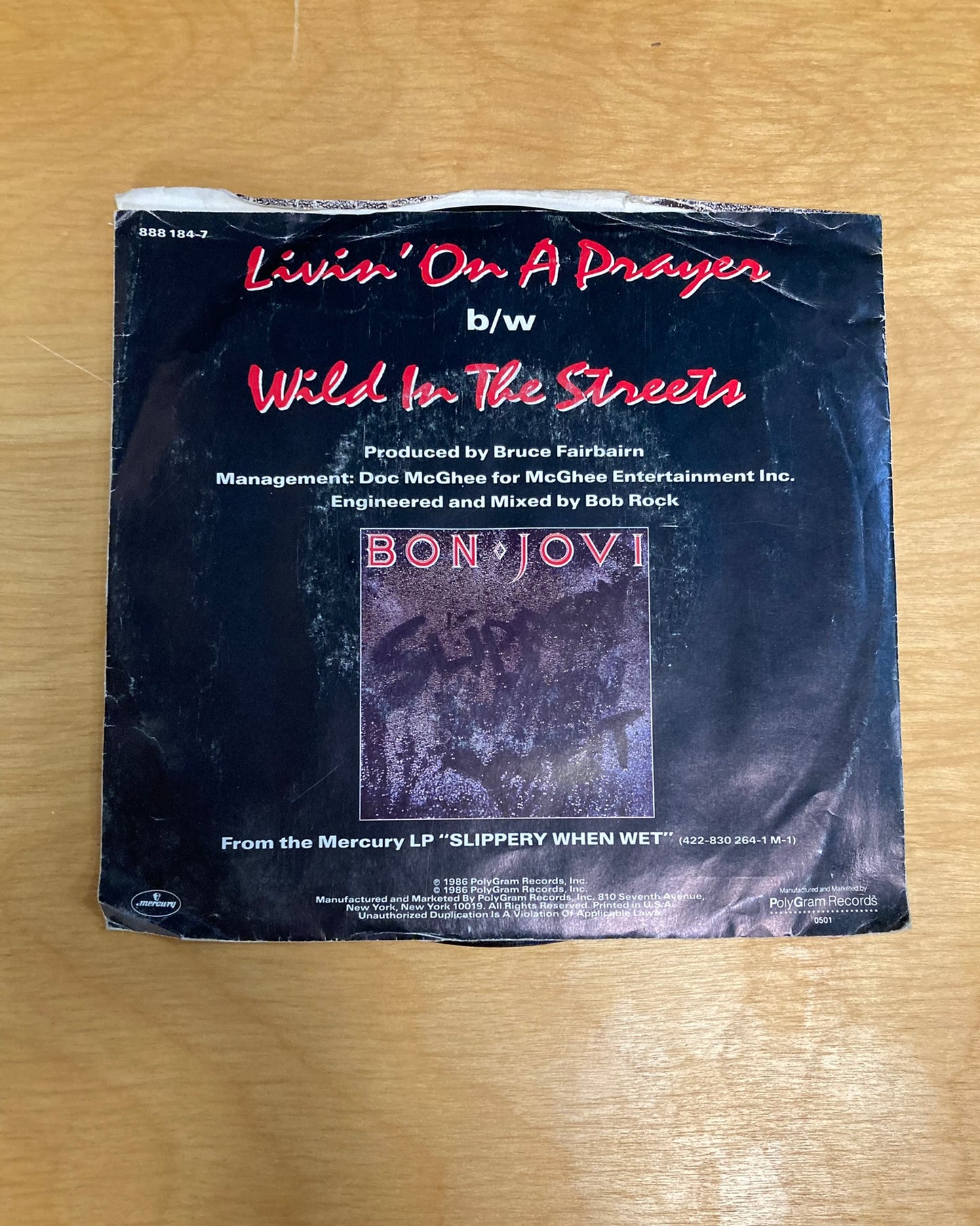 Livin' On A Prayer/Wild In The Streets - Bon Jovi