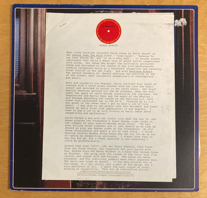 Restless Nights - Karla Bonoff *Promotional Copy, Artist Bio*