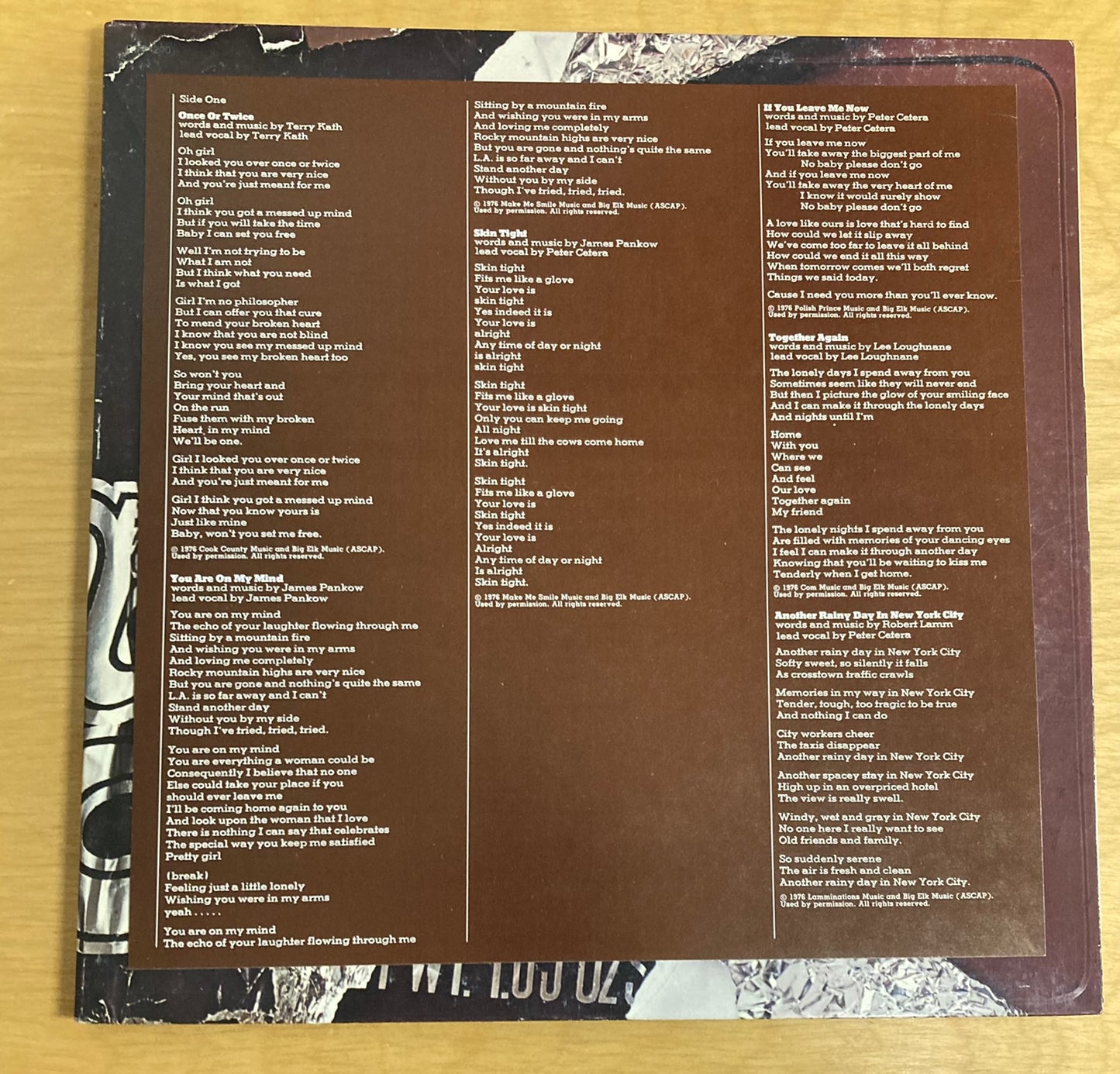 Chicago X - Chicago *Lyric Sheet*