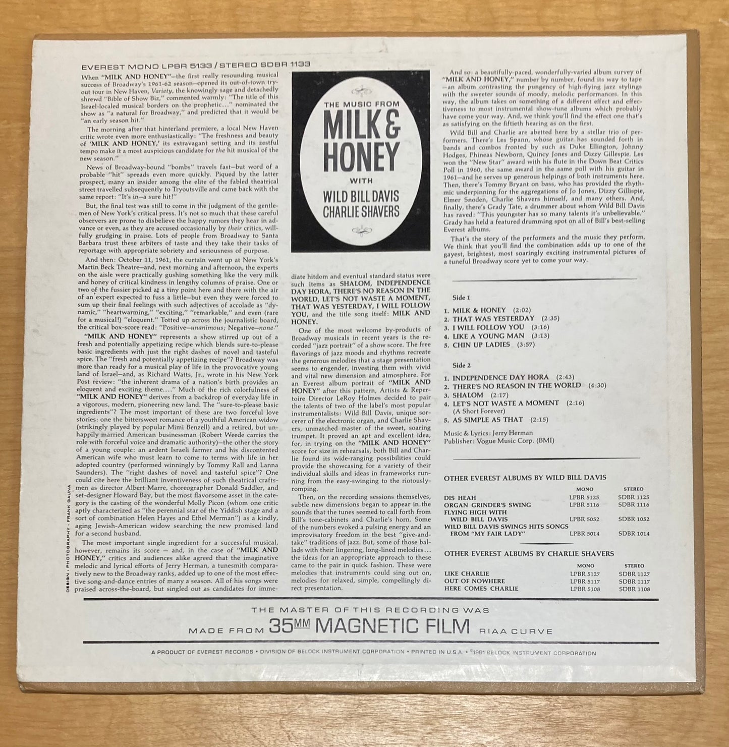 The Music From Milk & Honey - Wild Bill Davis & Charlies Savers